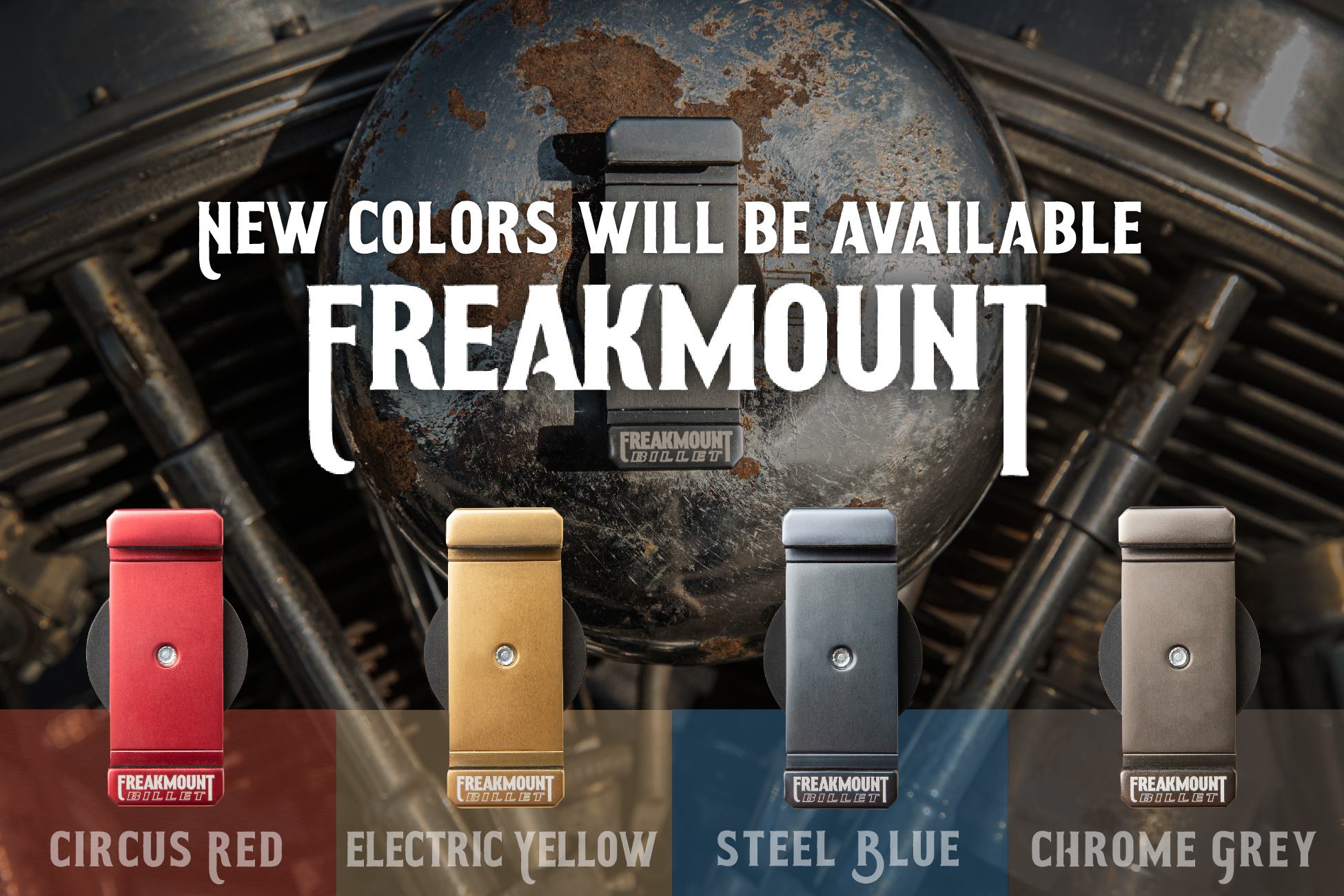 バイク用スマホホルダー「FREAKMOUNT」の新色が発売。4週にわたって4つのカラーが登場